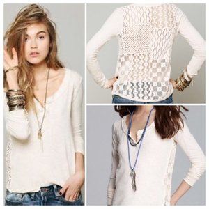 Free People Patches Of Lace cream henley top MD